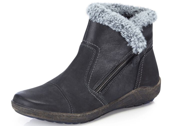 ELENA EDEN laarsje met grijze pluche kraag ZWART-GRIJS