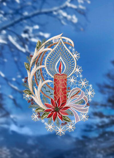 Raamdecoratie van echt Plauen-kant 