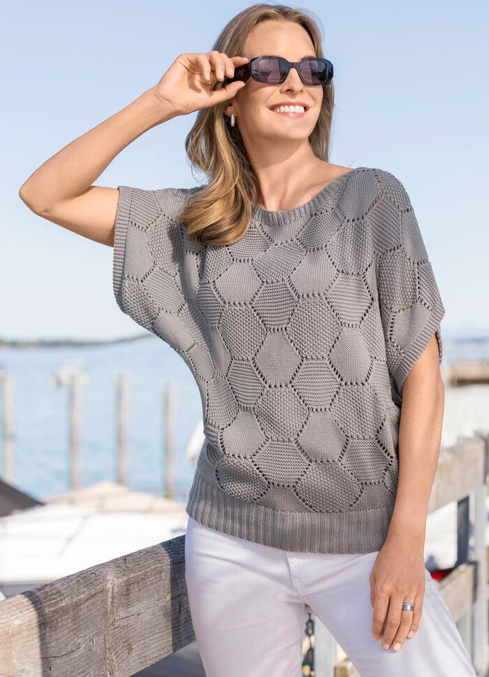 Trui met honingraatmotief GRAU