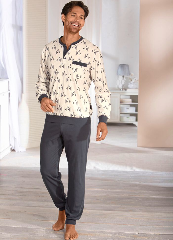 Set van twee pyjama's met knoopsluiting en manchetten 