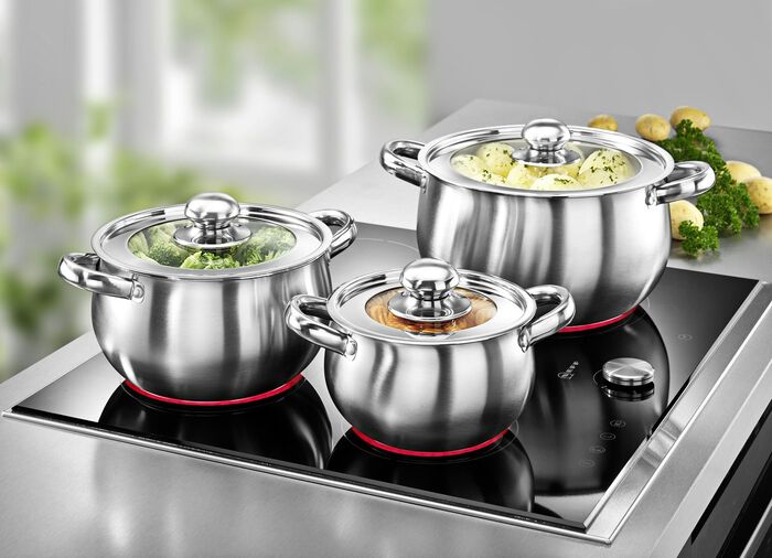 Roestvrij stalen pannenset, 6-delig 