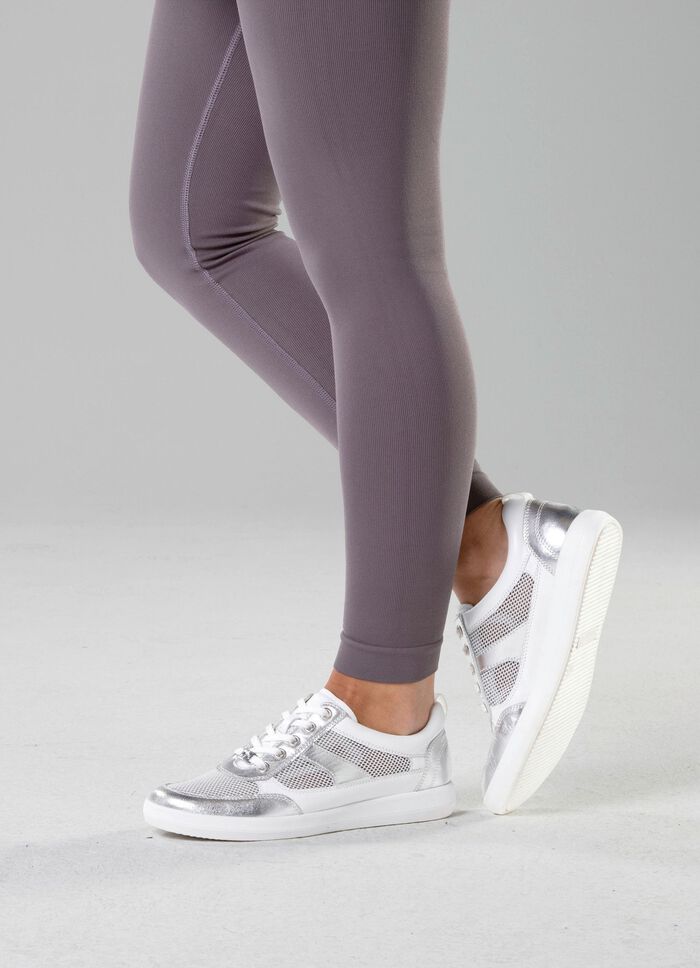 ELENA EDEN sneakers van nappaleer en luchtig textiel in mesh-look WEISS-SILBER