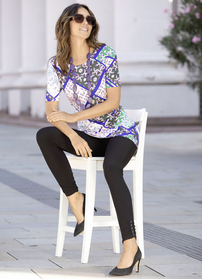 Leggings met opvallende metalen platen ZWART