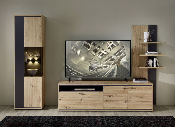 Wandmeubel met LED-verlichting ARTISAN EIKEN-GRAFIET