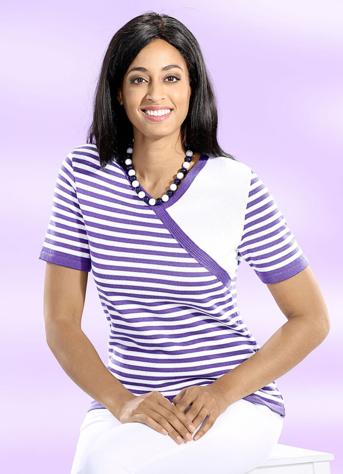 Trui met wikkellook LILA-WEISS