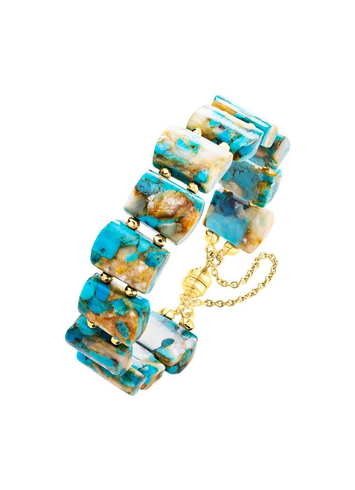 Armband met bewaard turkoois en bewaard parelmoer 