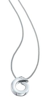 Massieve kettinghanger van platina, met 3 loepzuivere briljanten 