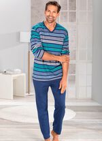 Pyjama met V-hals en garengeverfde strepen 