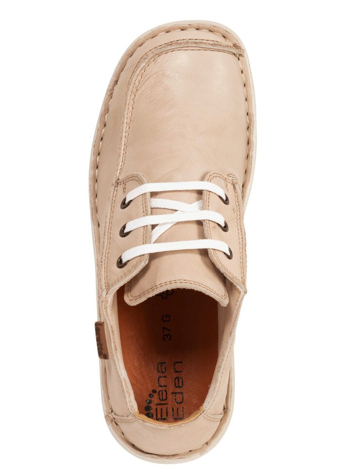 ELENA EDEN veterschoen gemaakt van nappaleer met een gerimpelde structuur BEIGE