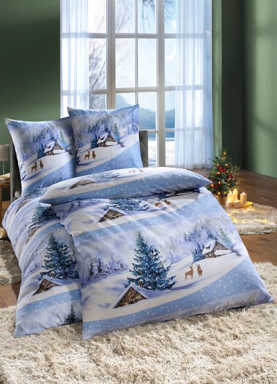 Beddengoedset met winterlandschap 