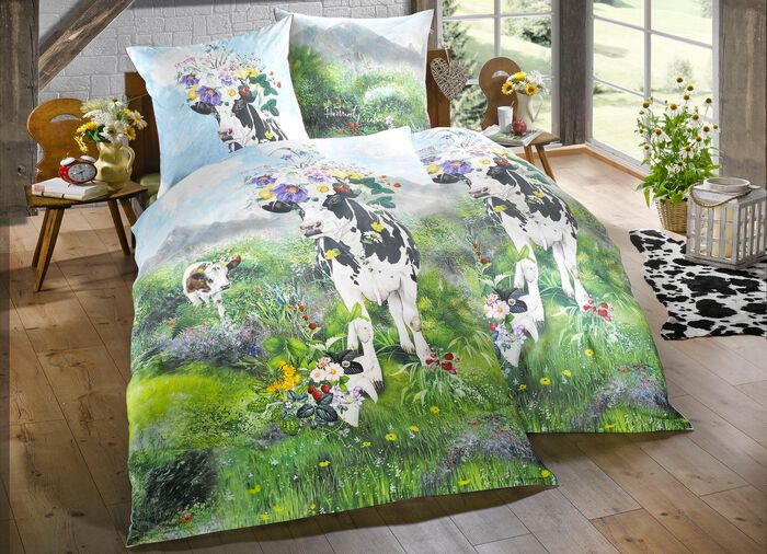 Beddengoedset met zomerweidemotief 