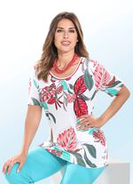 Charmant lang shirt met gepaspeleerde halslijn 