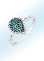 Damesring met 44 witte en 40 blauwe diamanten 