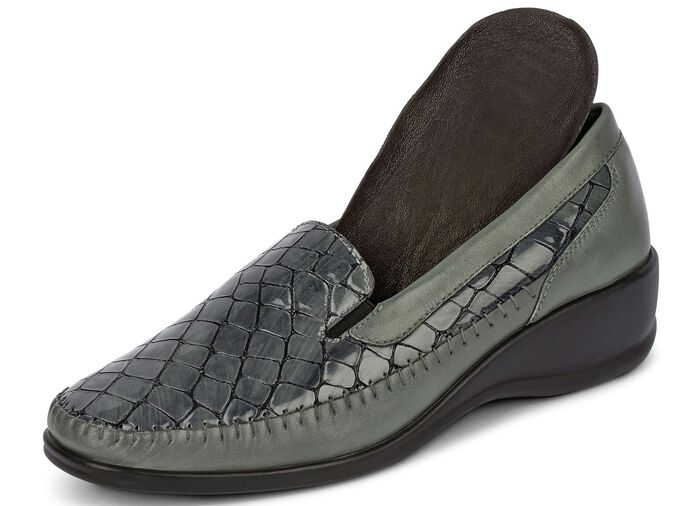 Gemini pantoffels met krokodillenreli&euml;f GRAFIET