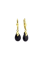 Oorbellen gemaakt van goud 375/- fijn met onyx, bewaard gebleven.