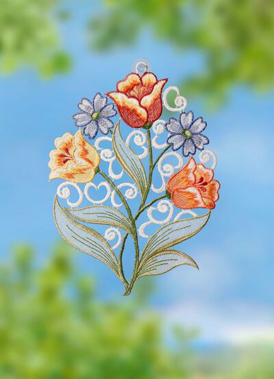 Raamafbeelding gemaakt van echt Plauen-kant 