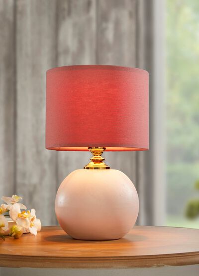 Keramische tafellamp met textiele lampenkap 