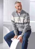 Troyer met Noors patroon ZILVERGRIJS GEM&Ecirc;LEERD-ECRU