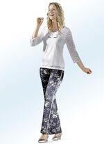 Broek met goudkleurige sierband aan de zijkant ZWART-BEIGE