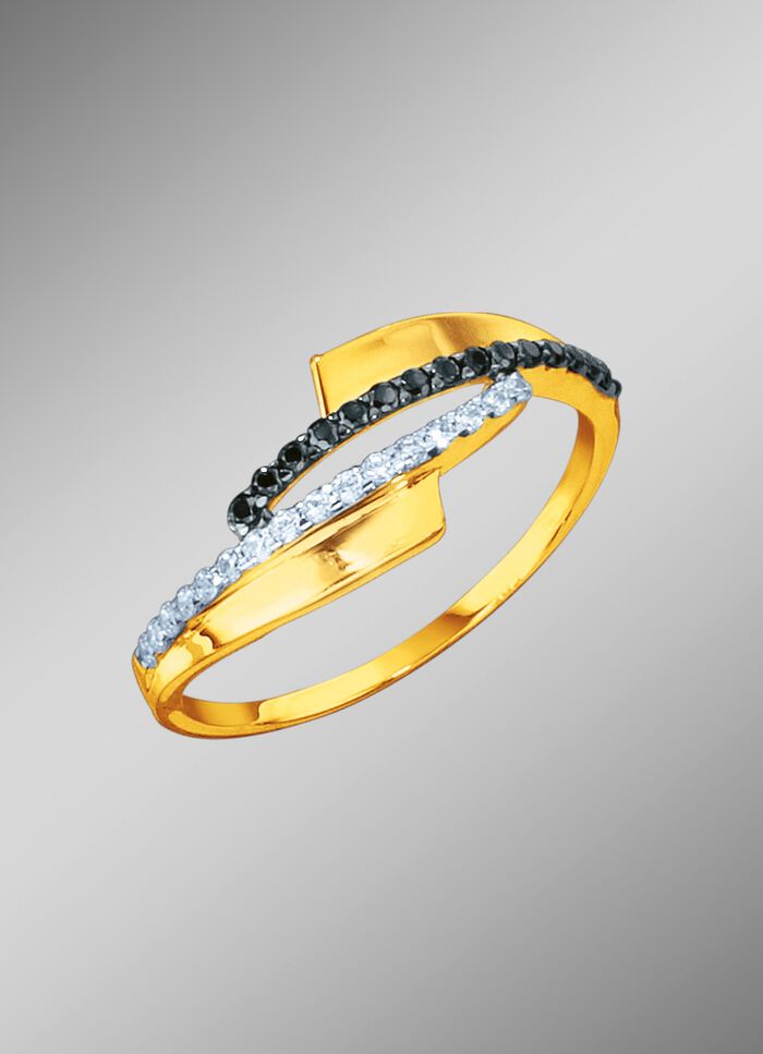 Fijne damesring met synth. zirkonia 