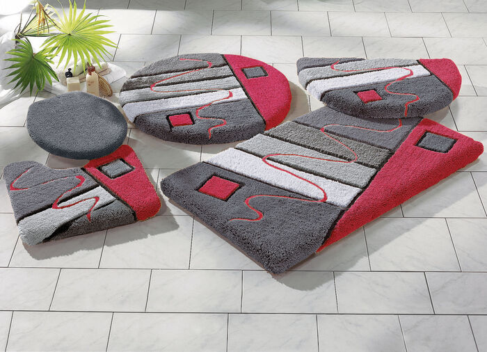 Handgemaakte badkamerset in harmonieuze kleuren GRIJS-ROOD