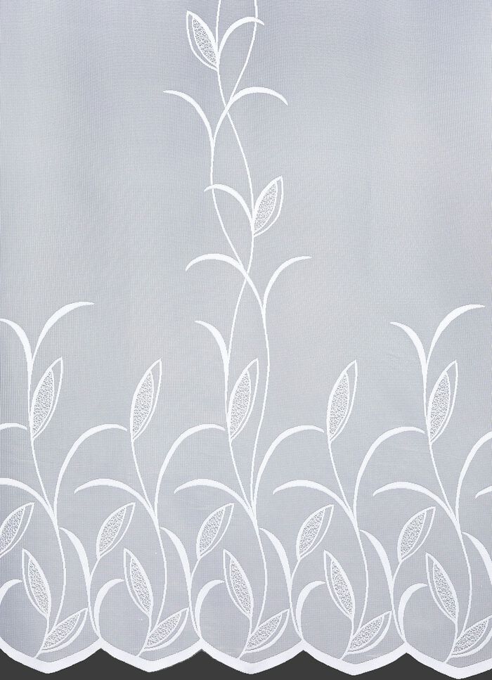 Lang gordijn met natuurlijke bladmotief 