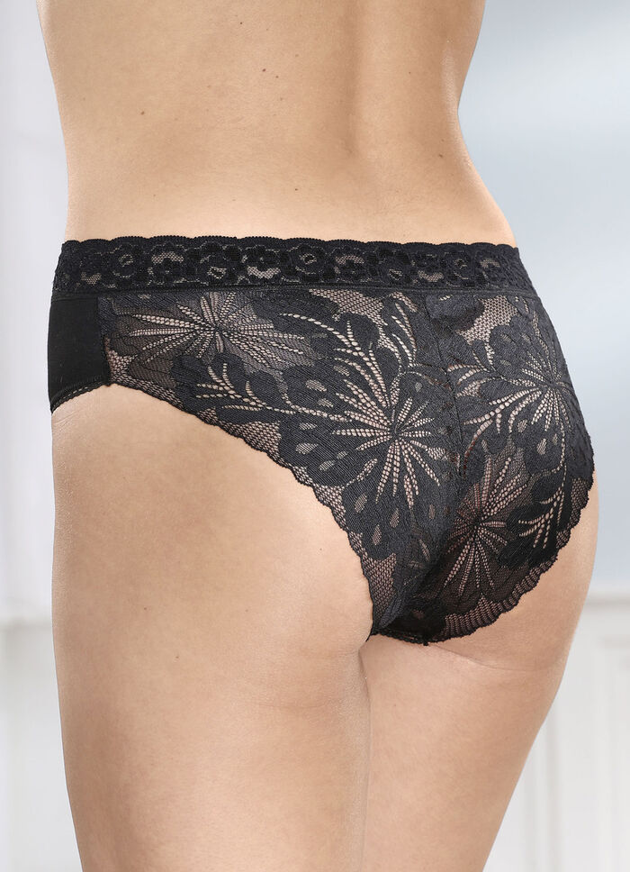 Drie-pack slip met gebloemde elastische kanten achterkant 