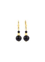 Oorbellen met echte zwarte agaat 