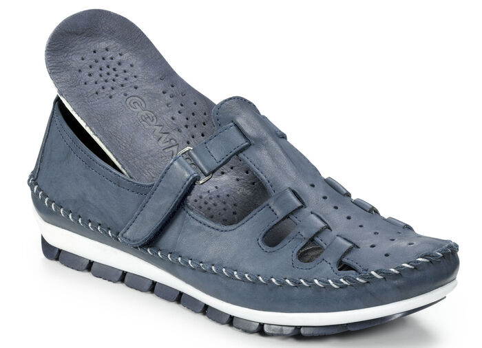 Gemini, klassieke damespantoffels, breedte G, met uitneembaar voetbed MARINE