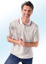 Poloshirt met gebreide kraag ECRU-ROOD