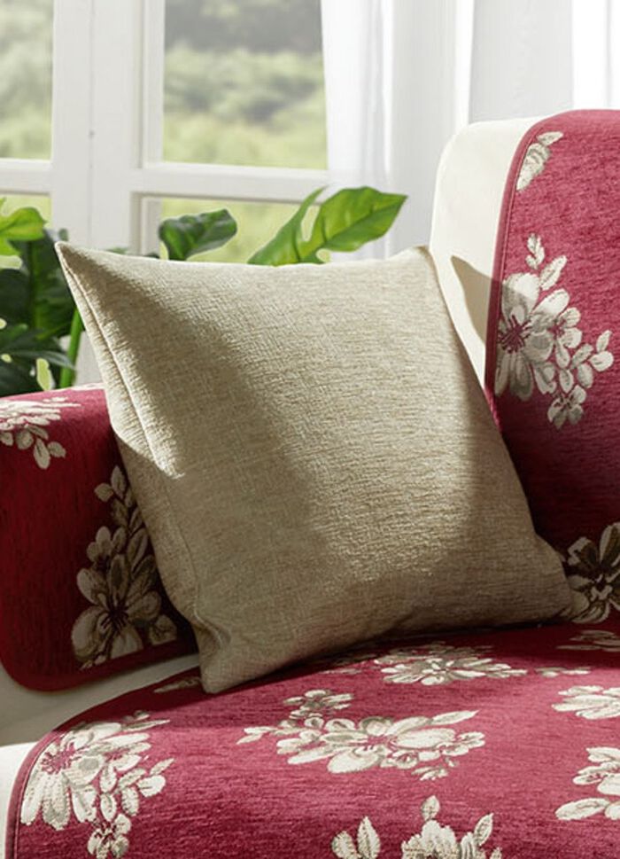 Kussensloop van chenillekwaliteit BEIGE