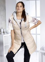 Functioneel lang vest met vaste capuchon CHAMPAGNE
