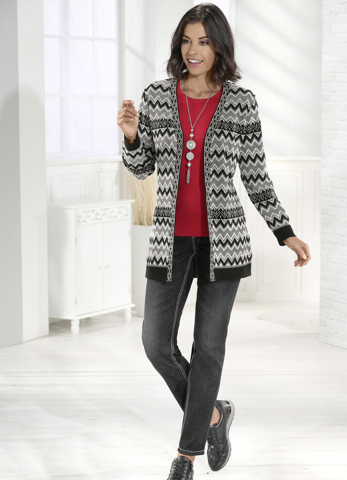 Jeans met siernaden en strass-steentjes ZWART