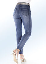 Elegante jeans met borduurapplicaties en strass steentjes JEANSBLAUW