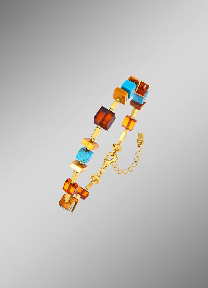 Armband met amber en turkoois 