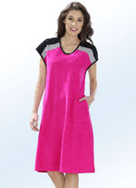 Jurk van badstof met kapmouwen 