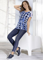 Elegante jeans met leuke strasssteentjes en franjes aan de zoom DONKERBLAUW