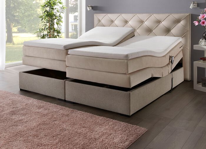 Modern boxspringbed met motor &ndash; elektrisch verstelbaar via afstandsbediening 