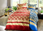 Hoogwaardige beddengoedset met reactieve print BLAUW-GOUD