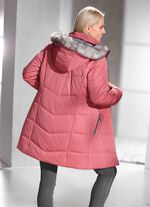 Lange jas met afneembare imitatiebontrand 