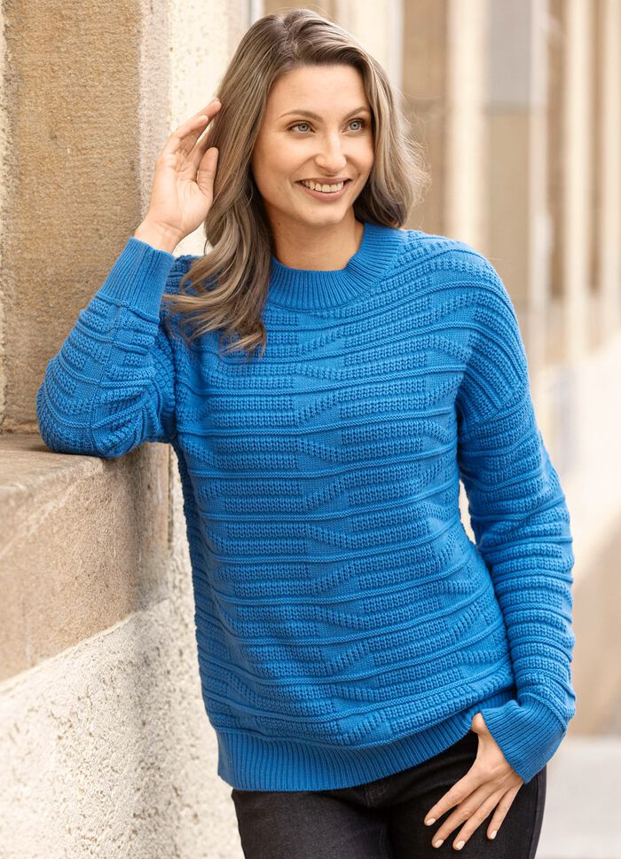 Trui met gemengde textuur AZUURBLAUW