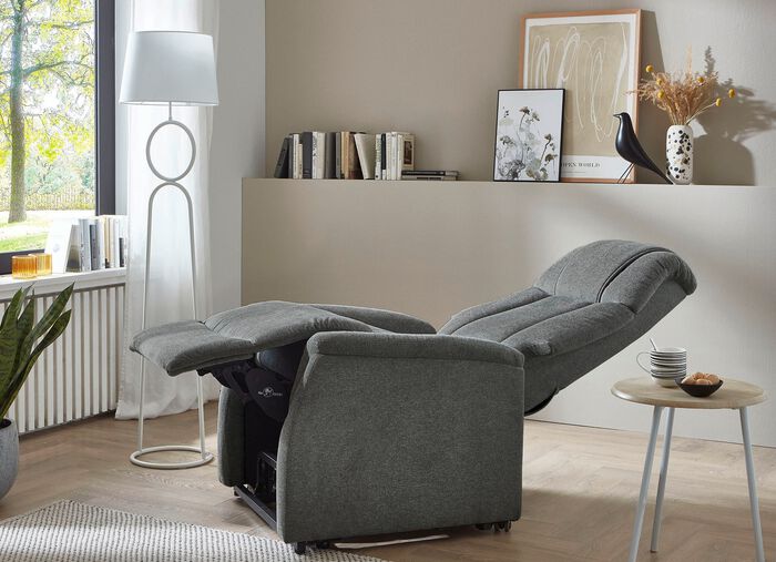 Eersteklas tv-fauteuil met motor en opstahulp ANTRACIET