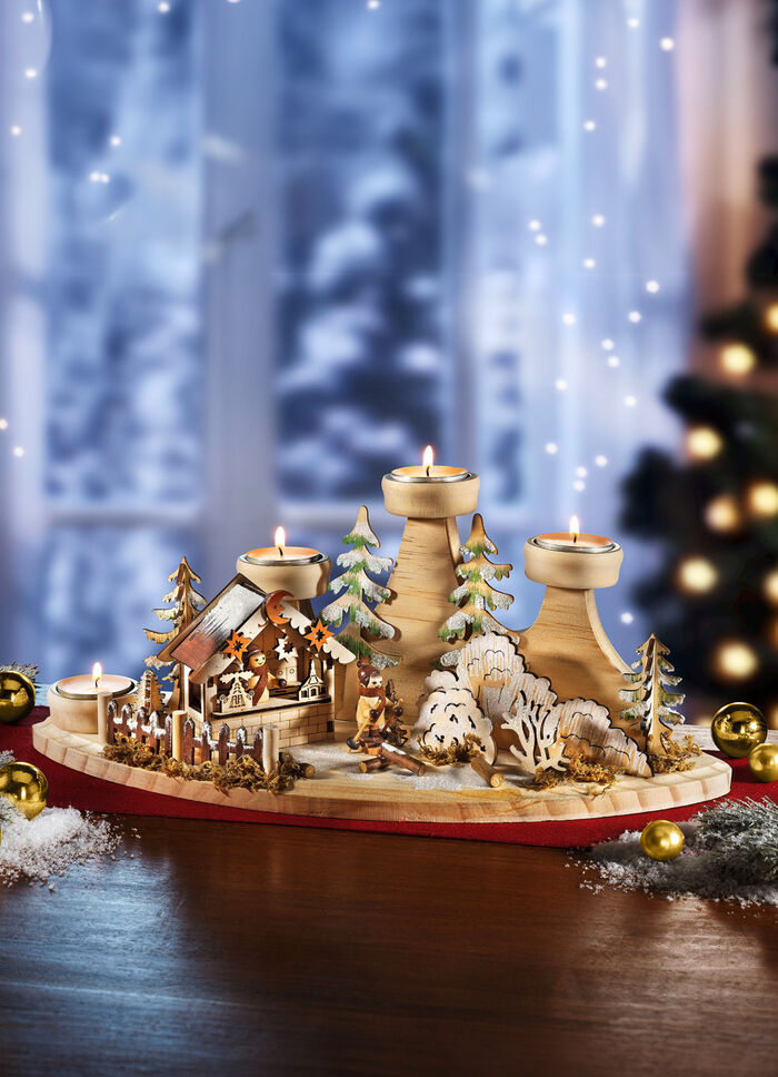 Adventstheelichthouder van hout 