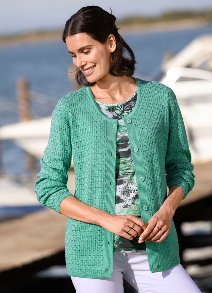 Cardigan met all-over structuur JADE GROEN
