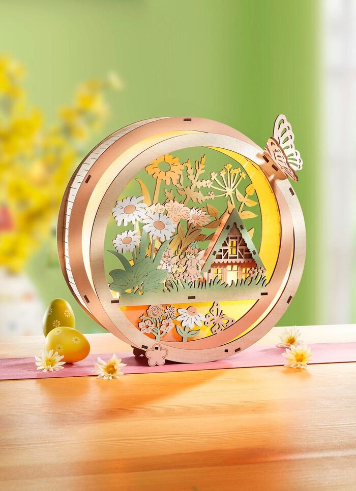 Verlichte houten decoratie 