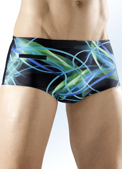 Schwab zwembroek in hogere slipvorm en multicolor print 