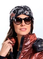 Pluizige hoofdband met bloemranken GRIJS-ORANJE