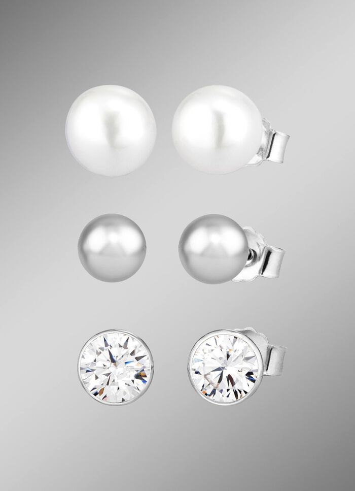 Elegante zilveren oorknopjes set, 3 paar 