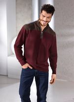 Trui met opstaande kraag en gemengde textuur WIJNROODBRUIN GEM&Ecirc;LEERD