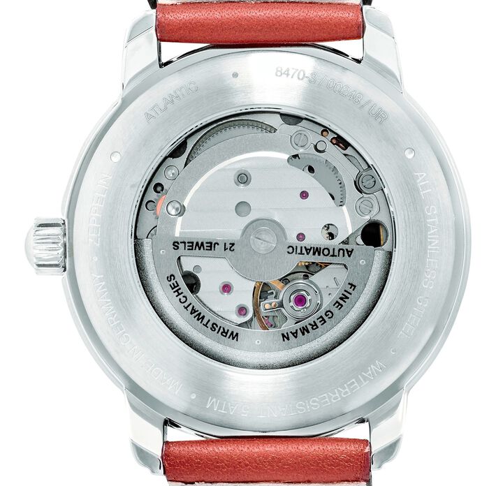 Zeppelin automatisch herenhorloge met roestvrijstalen kast en leren band 